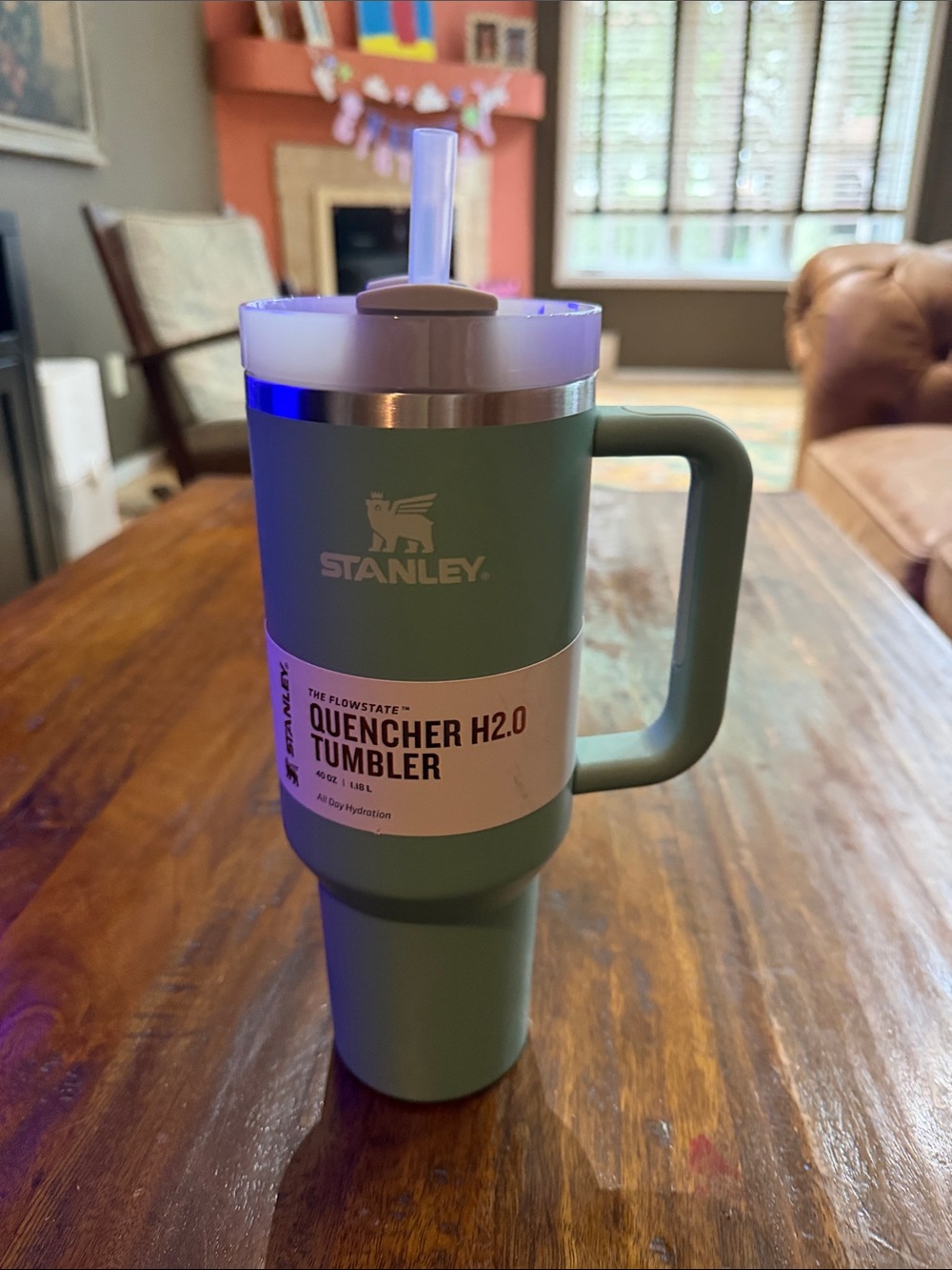 Stanley Quencher H2.0 Tumbler - Sage Green with White Lid 40 ounce